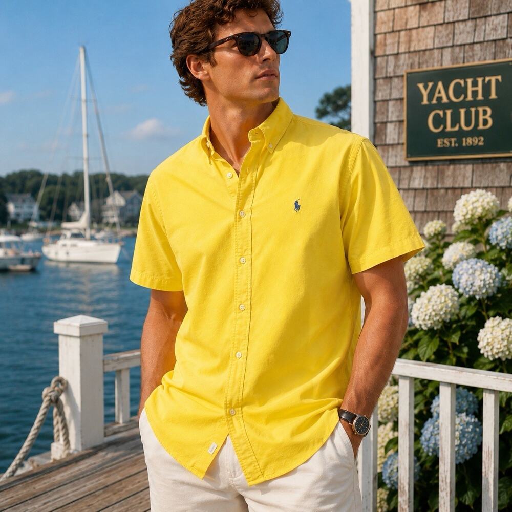 Polo Ralph Lauren Yellow Oxford Shirt XXL Classic Fit Old Money Coastal Preppy